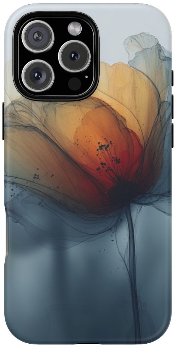 Transparante Bloemeninkt Kunst – Telefoonhoesje Geschikt voor iPhone 16 Pro Max