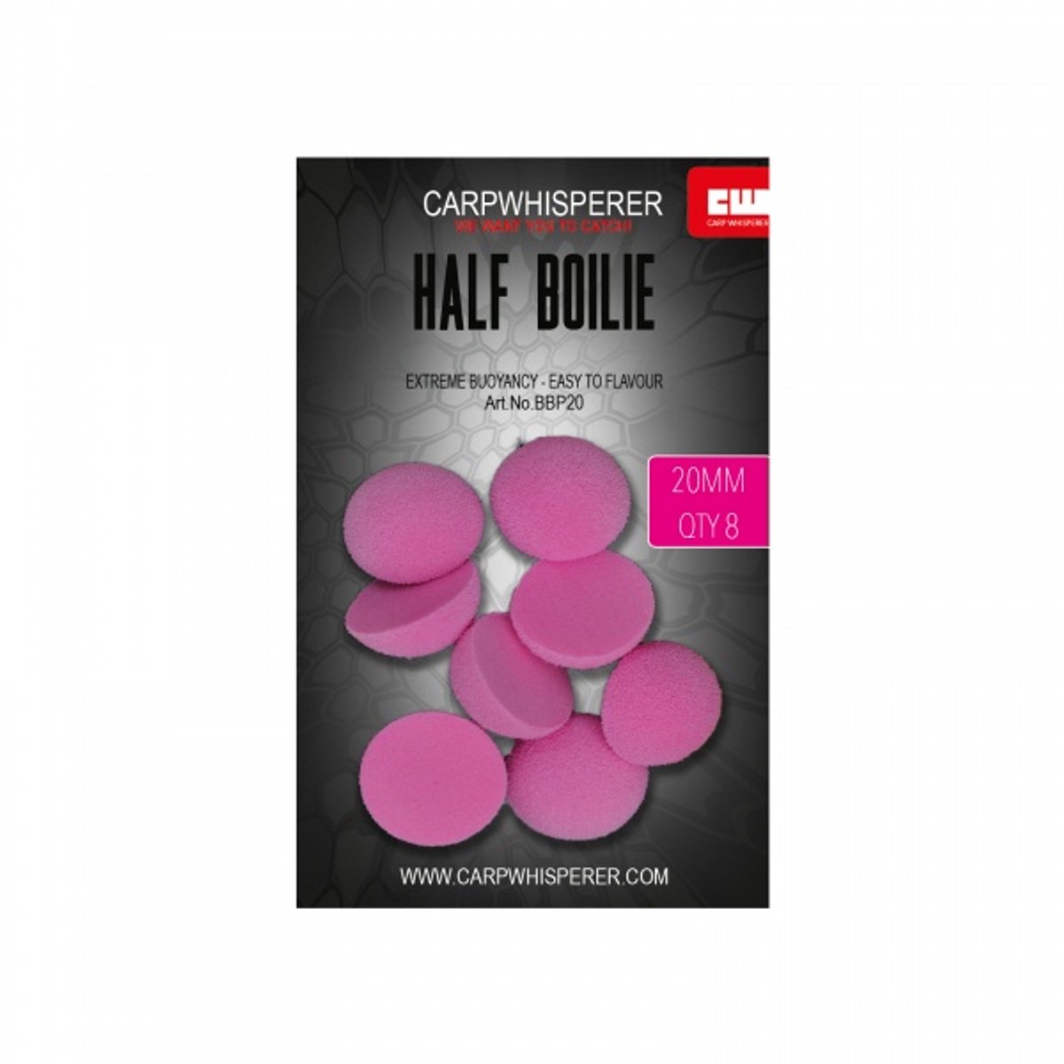 Carp Whisperer - Half Boilie - Diameter: 20mm - Kleur: Roze