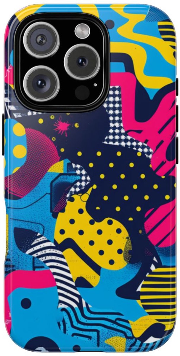 Vrolijk Abstract Geometrisch Patroon – Telefoonhoesje Geschikt voor iPhone 16 Pro