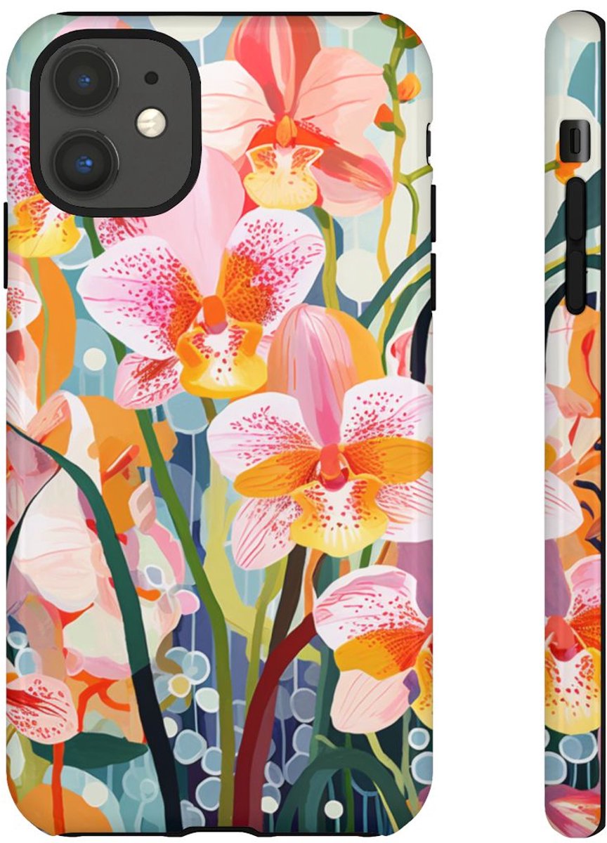 Kleurrijke Orchideeën Illustratie – Telefoonhoesje Geschikt voor iPhone 11