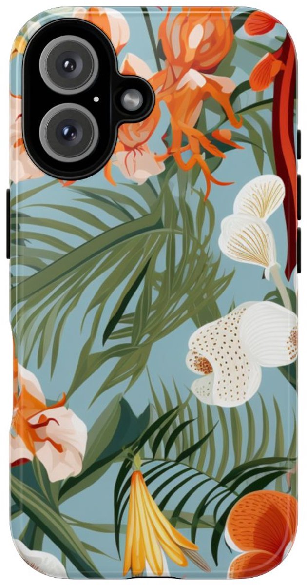 Tropische Orchideeën en Bladmotief – Telefoonhoesje Geschikt voor iPhone 16