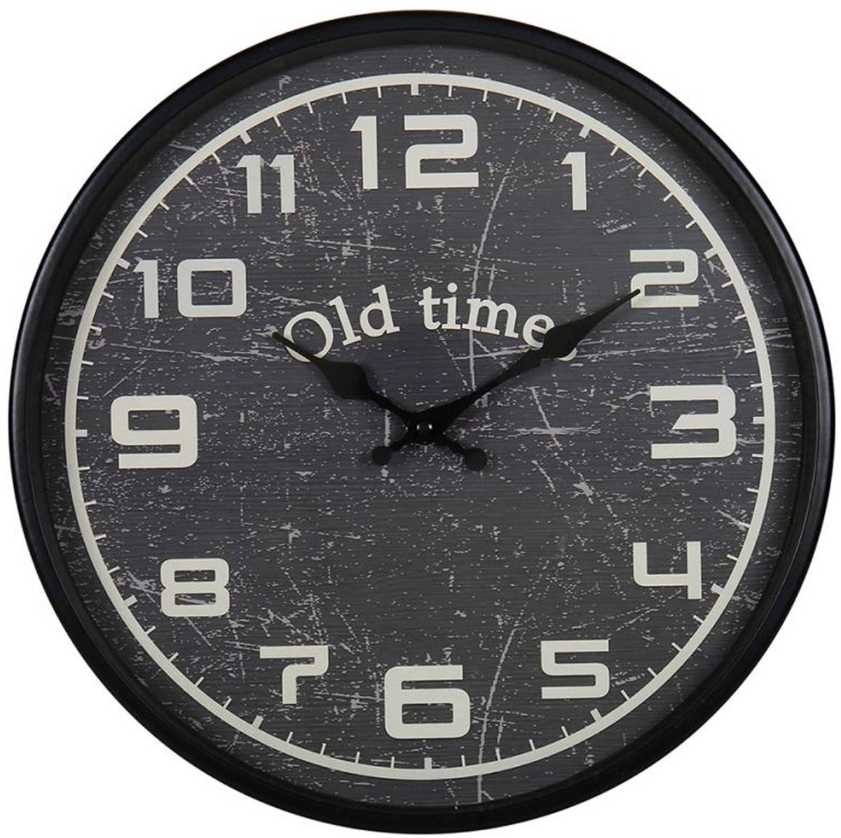 Ostaria Wandklok/muur klok - Old Times - Dia 30 cm - metaal - zwart - keuken/kamer