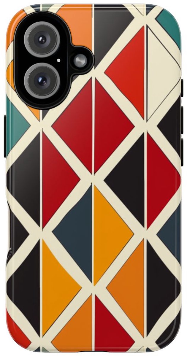 Kleurrijk Geometrisch Diamantpatroon – Telefoonhoesje Geschikt voor iPhone 16