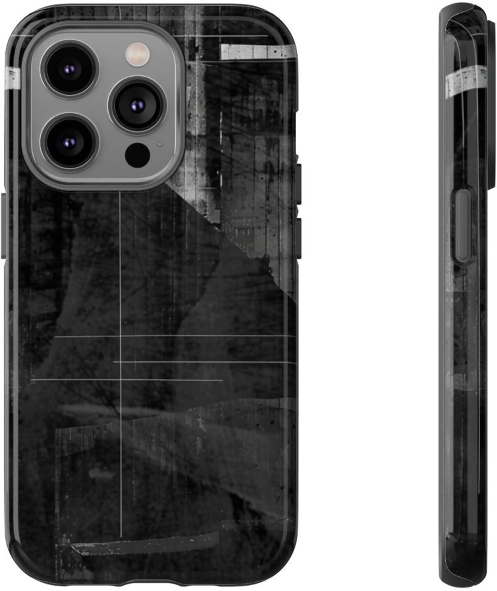 Zwart-Wit Abstracte Geometrische Textuur – Telefoonhoesje Geschikt voor iPhone 14 Pro