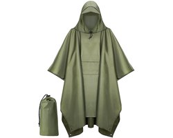 Premium Regenponcho met Opbergtas - Waterdicht & Winddicht Design voor Fietsen, Wandelen en Outdoor | Unisex One Size (Bosgroen) - Sneldrogend en Ademend
