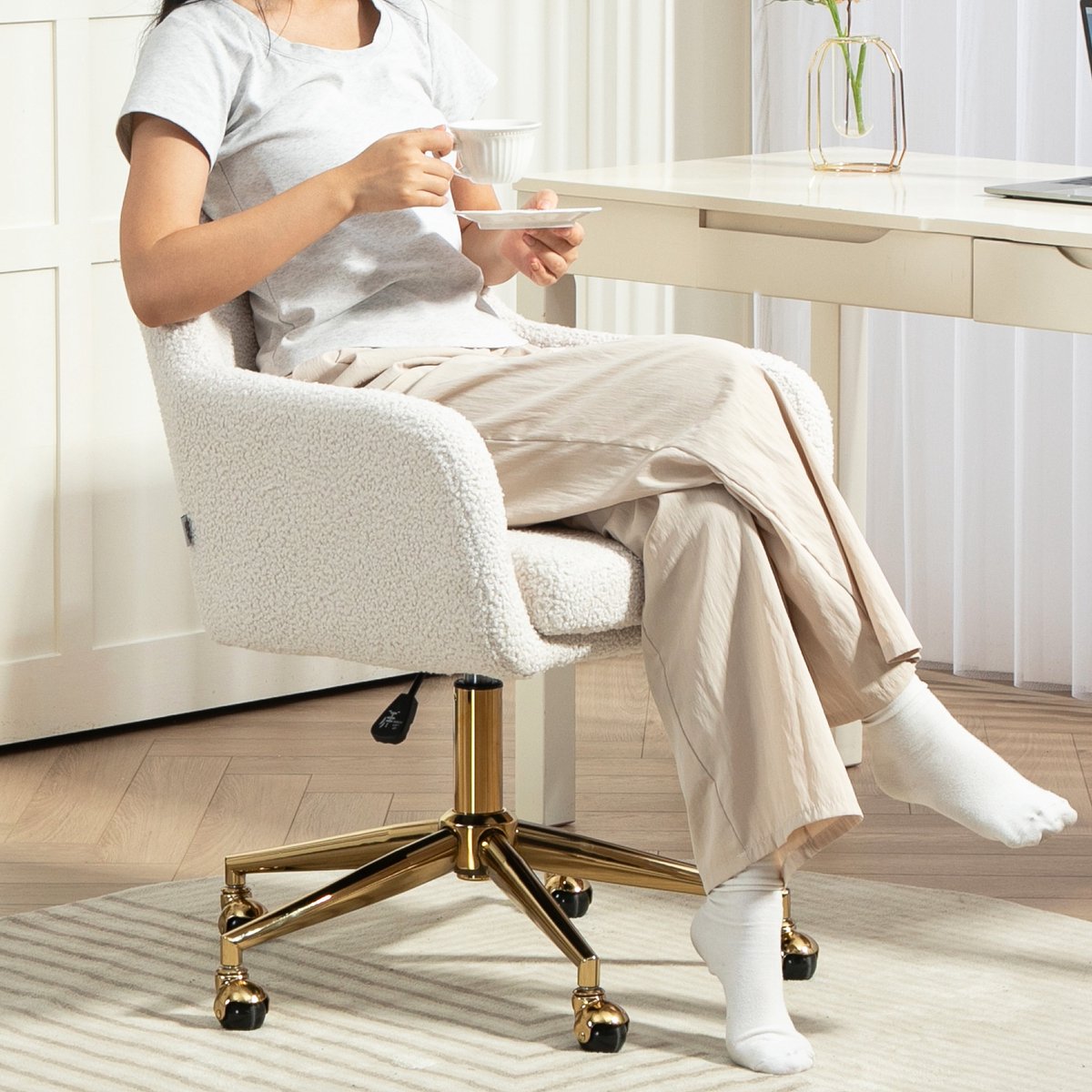 HOMCOM-Bürostuhl-Polyester, Schaumstoff-60L x 61B x 79-88H - afbeelding 3