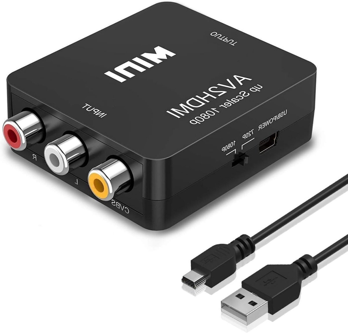 EXCITAT RCA naar HDMI converter - 1080P RCA Composite CVBS AV naar HDMI Video Audio Converter Adapter - rca naar hdmi - geschikt voor PS2/Xbox/SNES/VHS/VCR Videorecorder DVD - Ondersteunt PAL/NTSC - met USB-voedingskabel