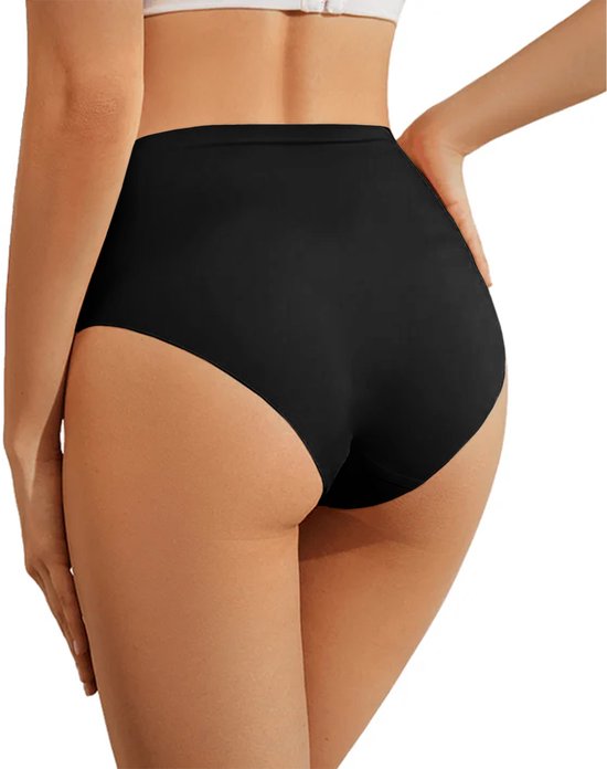 Slip taille haute sans couture pour Femme - Zwart, Wit, Beige - Set de 3 - Taille L - Ultra doux - Sous-vêtements sans couture femme - Sous-vêtements sans couture femme - String invisible - Slips femme - sous-vêtements invisibles