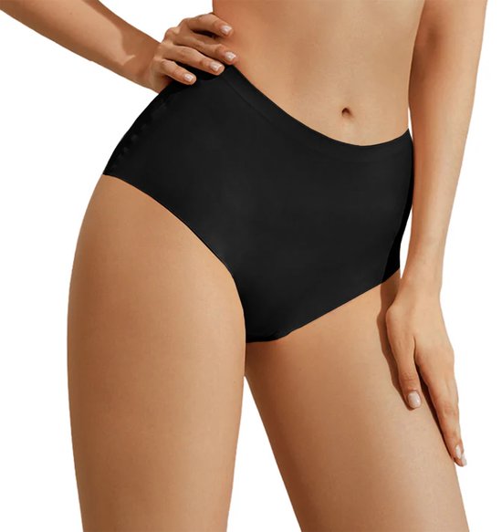 Slip taille haute sans couture pour femme - Zwart, Wit, Beige - Taille XL - Set de 3 - Ultra doux - Sous-vêtements sans couture femmes - Sous-vêtements sans couture femmes - String invisible - Slips femme - sous-vêtements invisibles
