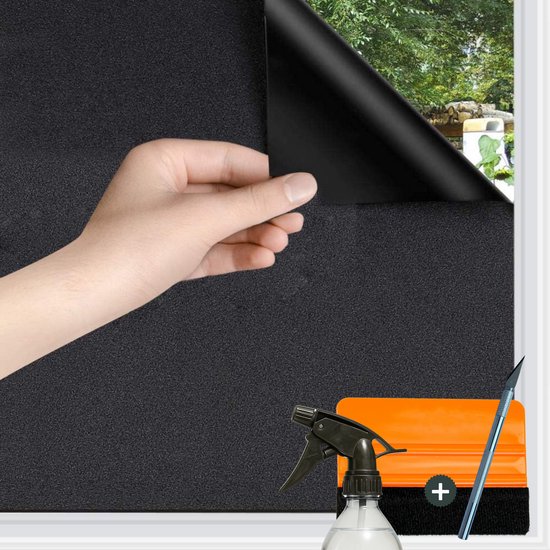 Film occultant pour fenêtre AVOID® – 90 x 300 cm – Anti-peep et isolant – Film de confidentialité pour Fenêtres – 100 % occultant et réutilisable – Incl. Toucher et couteau