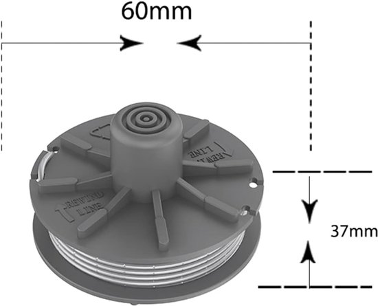 6 stuks - Geschikt voor Gardena grasmaaier - Grasmaaier accessoires - Spoel - Grasmaaier spoel - Grijs - 61*37mm - Geschikt voor Gardena 5307-20 spoel - Graskoord en graskop spoel van Merkloos	 — afbeelding 2