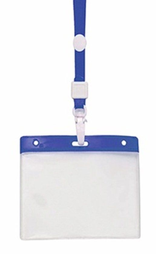 Foto: Badgehouders 10x blauw 11 2 x 58 cm kunststof plastic keycord naamkaarthouders beurs