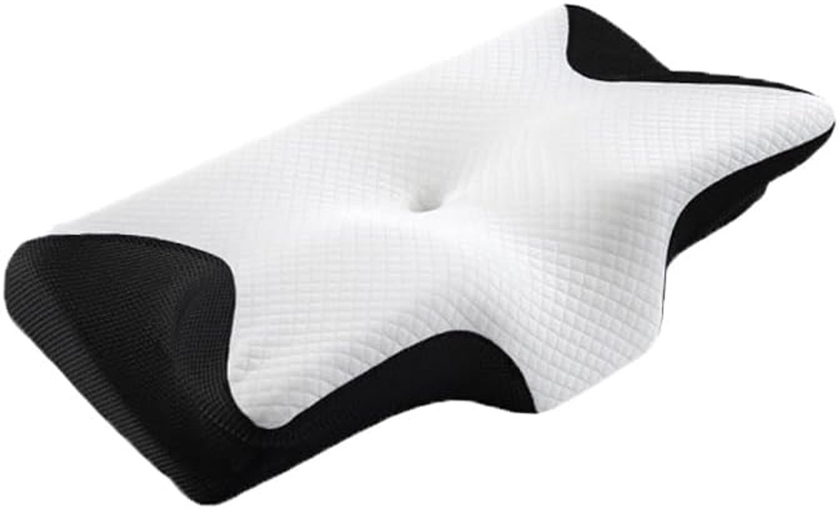Dnntunk Ergonomisch Kussen - Memory Foam - Slaapkussen - Kussens - Ergonomisch Kussen - Orthopedisch kussen - Geschikt voor Rug, Buik- en Zijslapers Zwart en wit