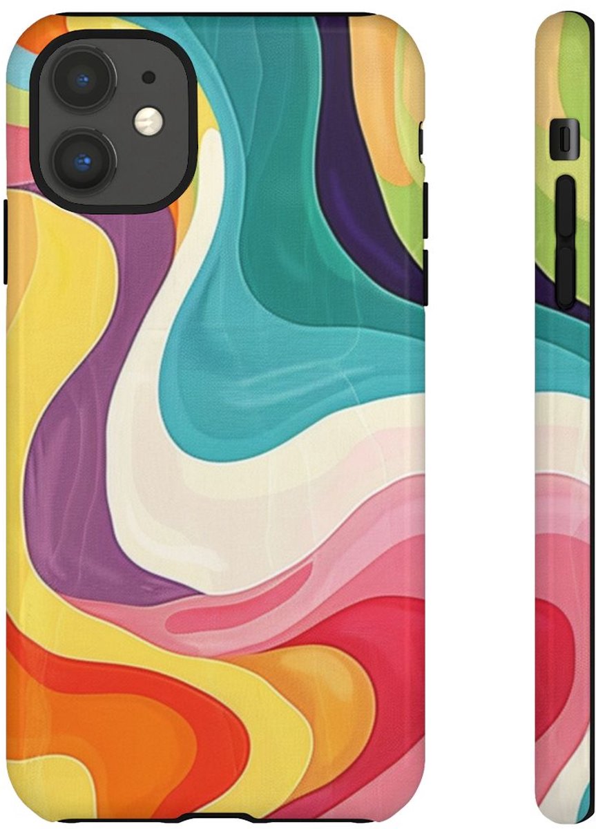 Vrolijk Kleurrijk Abstract Golvenpatroon – Telefoonhoesje Geschikt voor iPhone 11
