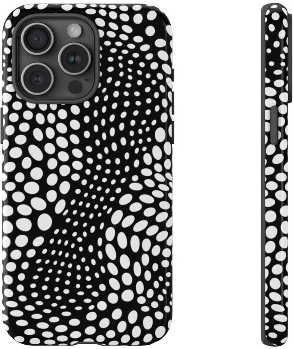 Zwart-Wit Optische Illusie Patroon – Telefoonhoesje Geschikt voor iPhone 15 Pro Max