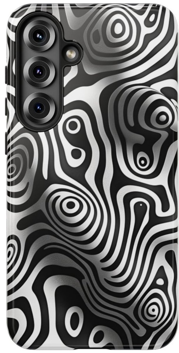 Zwart-Wit Abstract Lijnenspel – Telefoonhoesje Geschikt voor Samsung Galaxy S25 Plus