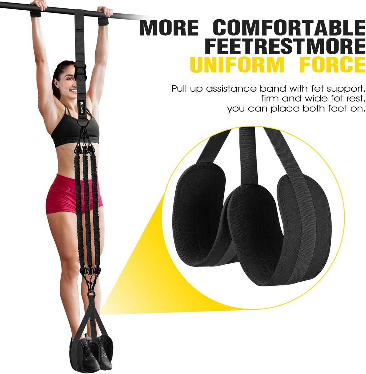 Heavy-Duty Pull Up Workout Band, Pull Up Assistance Bands, Assist Bands Heavy Duty Resistance Set with Fabric Feet/Knee Rest with Adjustable Band for Home Gym Workout (225lbs