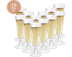 OTIX Champagneglazen Plastic 12 Stuks - 150ml - Elegante Look - Herbruikbaar & Transparant - Kunststof Champagne Glazen - Voor Bruiloft, Verjaardag & Feest - MERIDIAN