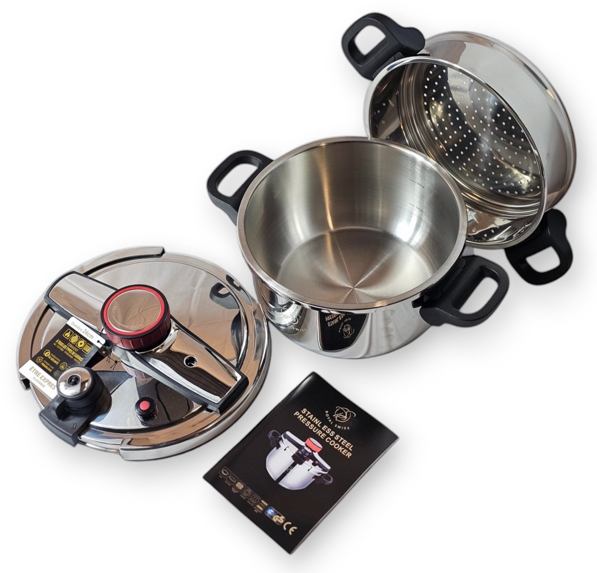 Royal Swiss® Snelkookpan – slowcooker – 6Liter – snelkookpan inductie – Pressure Cooker – stoommandje en Glazen Deksel – foto 5