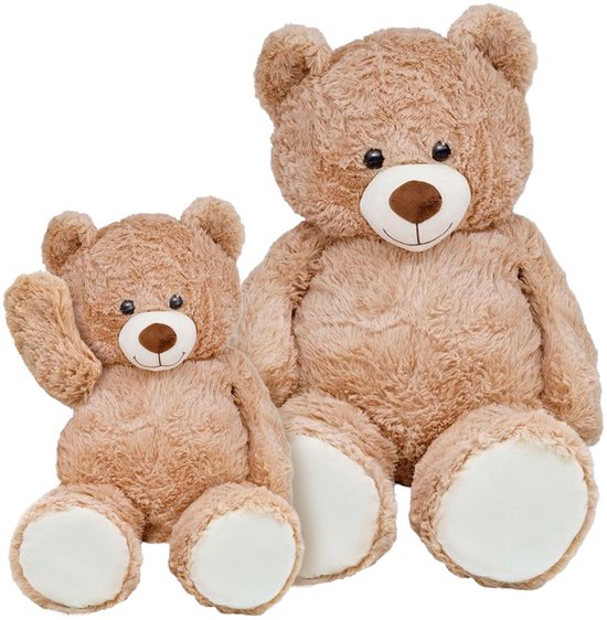 Set van 2 Knuffel Beren XL & XXL - Teddybeer 100cm & 50cm - Knuffels - Pluche Beer - Hoge Kwaliteit Knuffeldier - Teddybear Groot - Knuffelbeer
