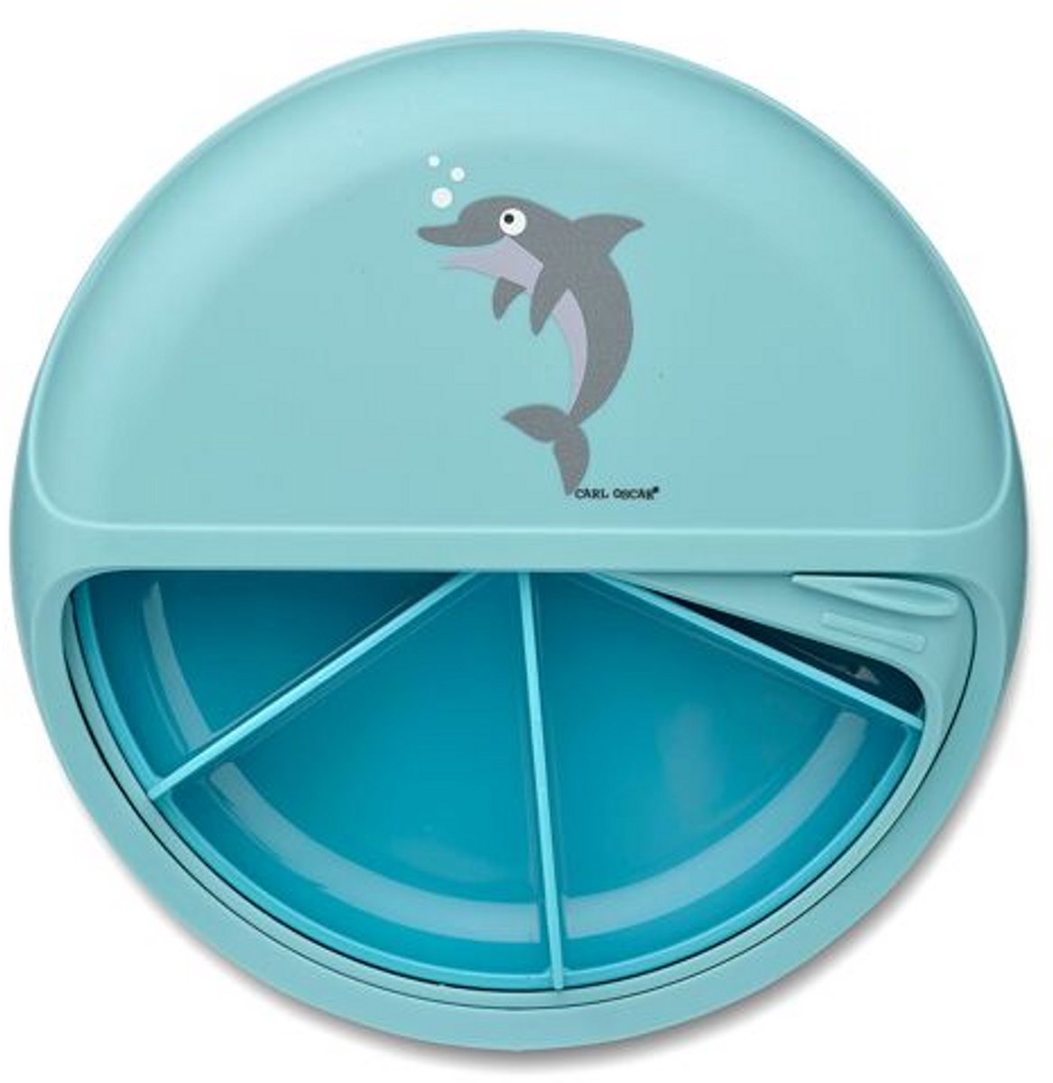 Carl Oscar SnackDisc - Take away opbergdoos - kunststof - Blauw - Dolphin- D 15 cm - H 4.5 cm