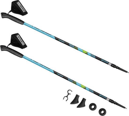 Foto: Spokey meadow nordic walking stokken verstelbaar van 105 tot 135 cm inklapbaar met antishock en multifunctionele punten