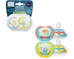 Philips Avent Ultra Air Night – Glow-in-the-dark fopspeen –(18 mnd+) Extra luchtopeningen – 2 stuks - SCF376/32