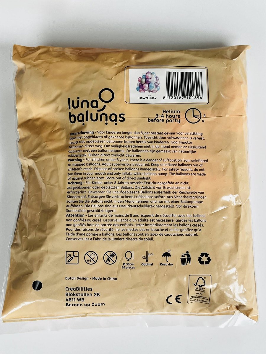 Luna Balunas Gekleurde Latex Ballonnen Set 50 st Paars Roze Berry Lila Frozen Wit - Geslaagd Verjaardag - Eco friendly FSC Communie — afbeelding 3
