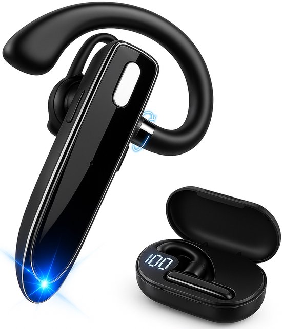 Bluetooth Headset met Oplaadcase - In-Ear Koptelefoon - Draadloze Headset met Microfoon - Wireless - Bluetooth 5.1 - Handsfree Bellen - IPX7 Waterdicht