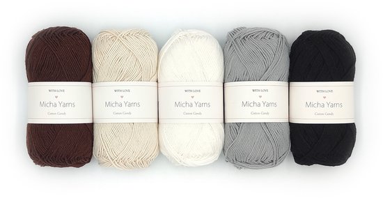 Micha Yarns - 5 bollen haakkatoen pakket - 100% katoen haakgaren - 5 x 50gram - Cotton Candy - Vintage (001)