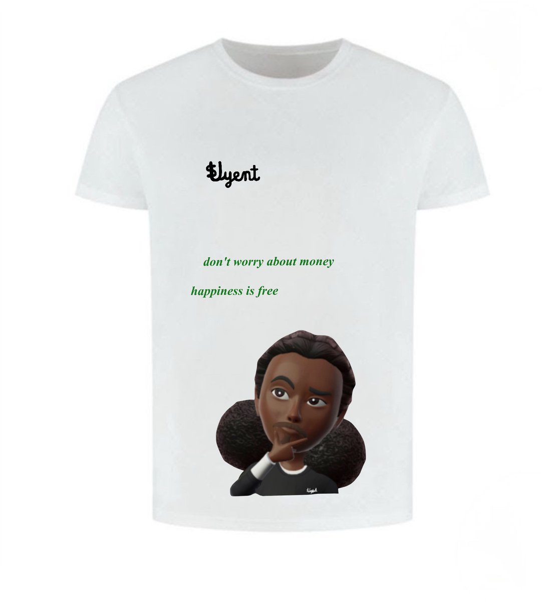 Svyent T-shirt avatar thinking don't worry about money happiness is for free kleding maat L