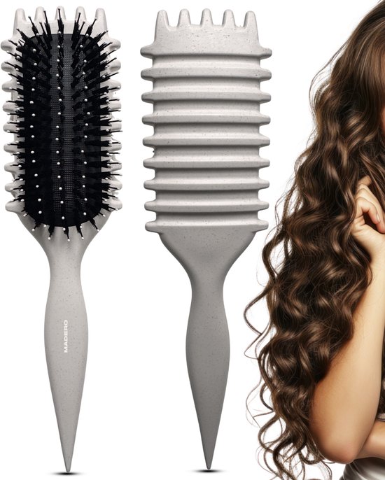Madero Define Brush Curl - Curl Brush de TikTok - Brosse de définition - Brosse à cheveux pour Cheveux bouclés - Brosse Tuning pour boucles - Brosse à boucles - Peigne à boucles - Beige