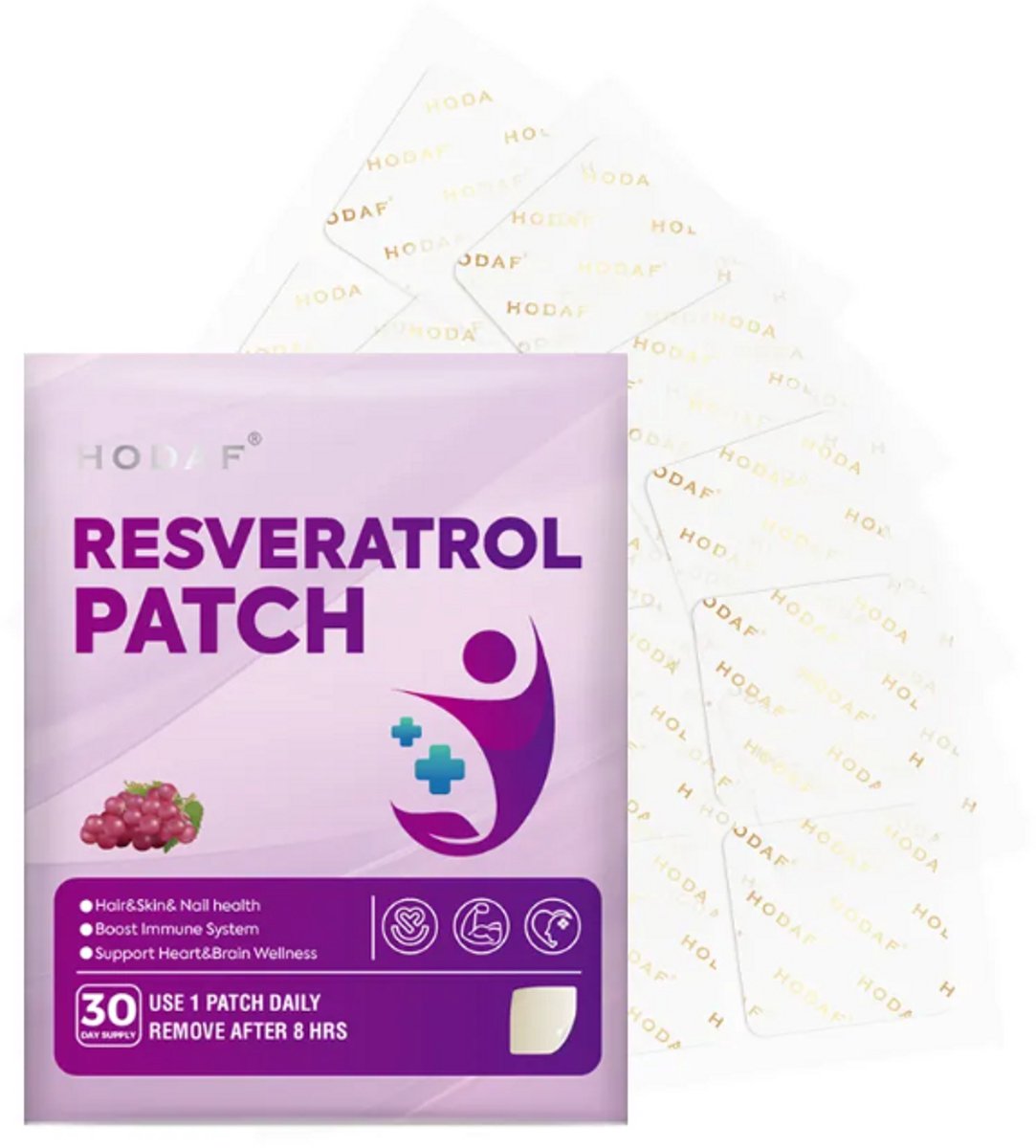 RESVERATROL Sticker / Pleister – RESVERATROL Patch – BIOHACKING – Ondersteunt Huid, Haar & Nagels, Stimuleert Immuunsysteem, Ontstekingsremmend, Hartgezondheid, Energie & Vetverbranding, Spierherstel & Vitaliteit – Transdermale Pleister