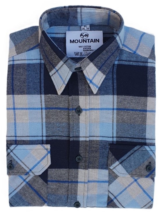 Chemise de travail KM Workwear - 6400 - flanelle à carreaux bleu marine/bleu - taille 49/50 (4XL)