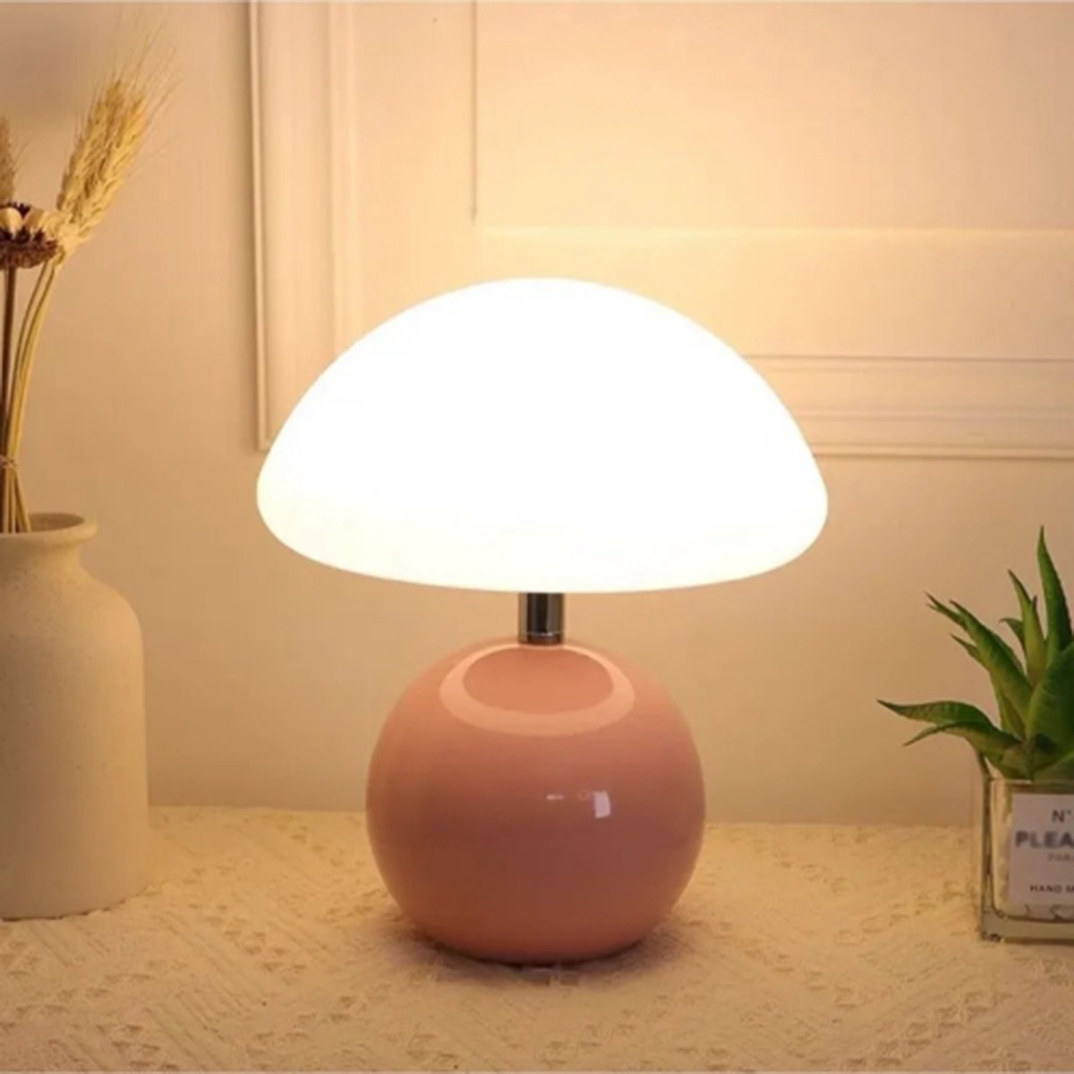 CHIWIN LED Tafellamp – Bedlampje– Dimbare Nachtlampje – Decoratieve Paddenstoel Lamp met 3 Lichtkleuren – voor Bureau Woonkamer en Kinderkamer
