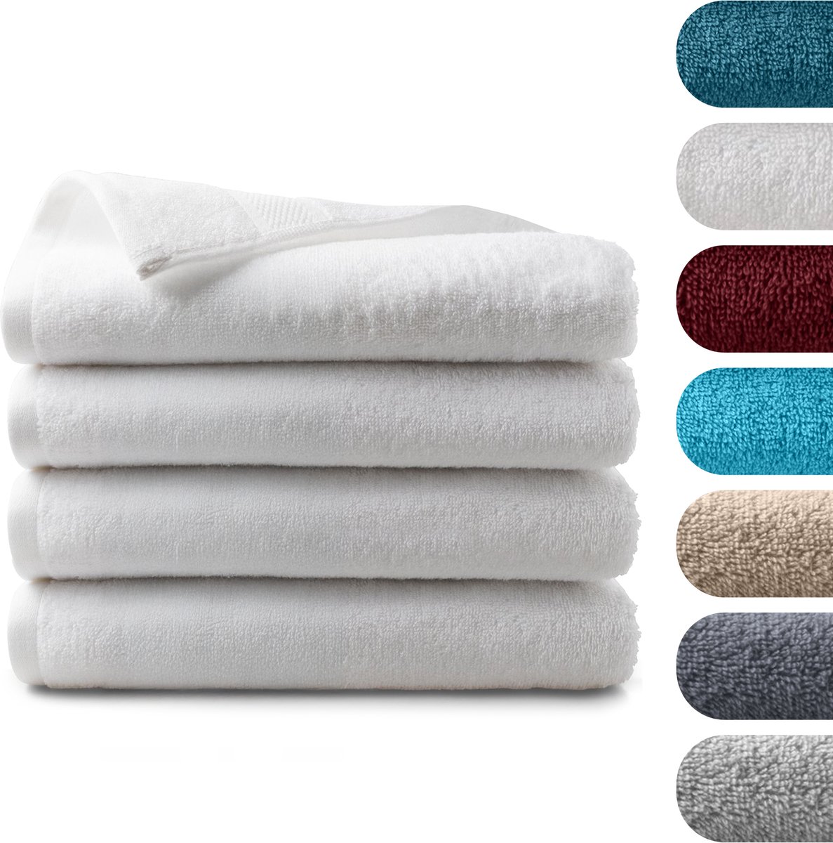 Barbons Handdoeken - Set van 4 - 70x140 Handdoek - Badhanddoeken - Wit