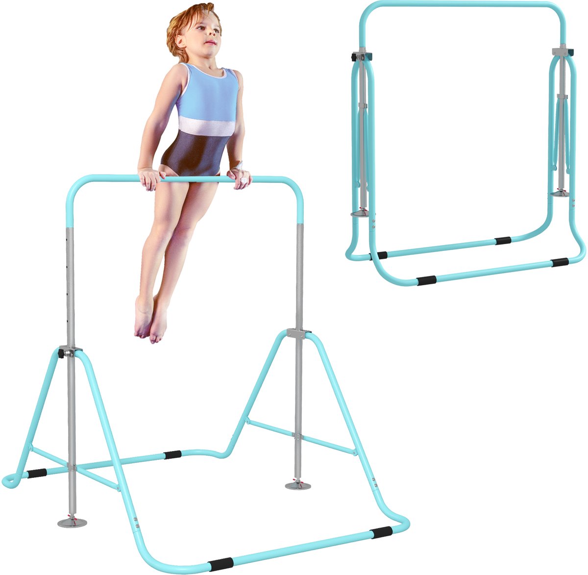 HOMCOM - Kindergymnastiekstang - 154x106,2x128,5cm - Staal - Groen