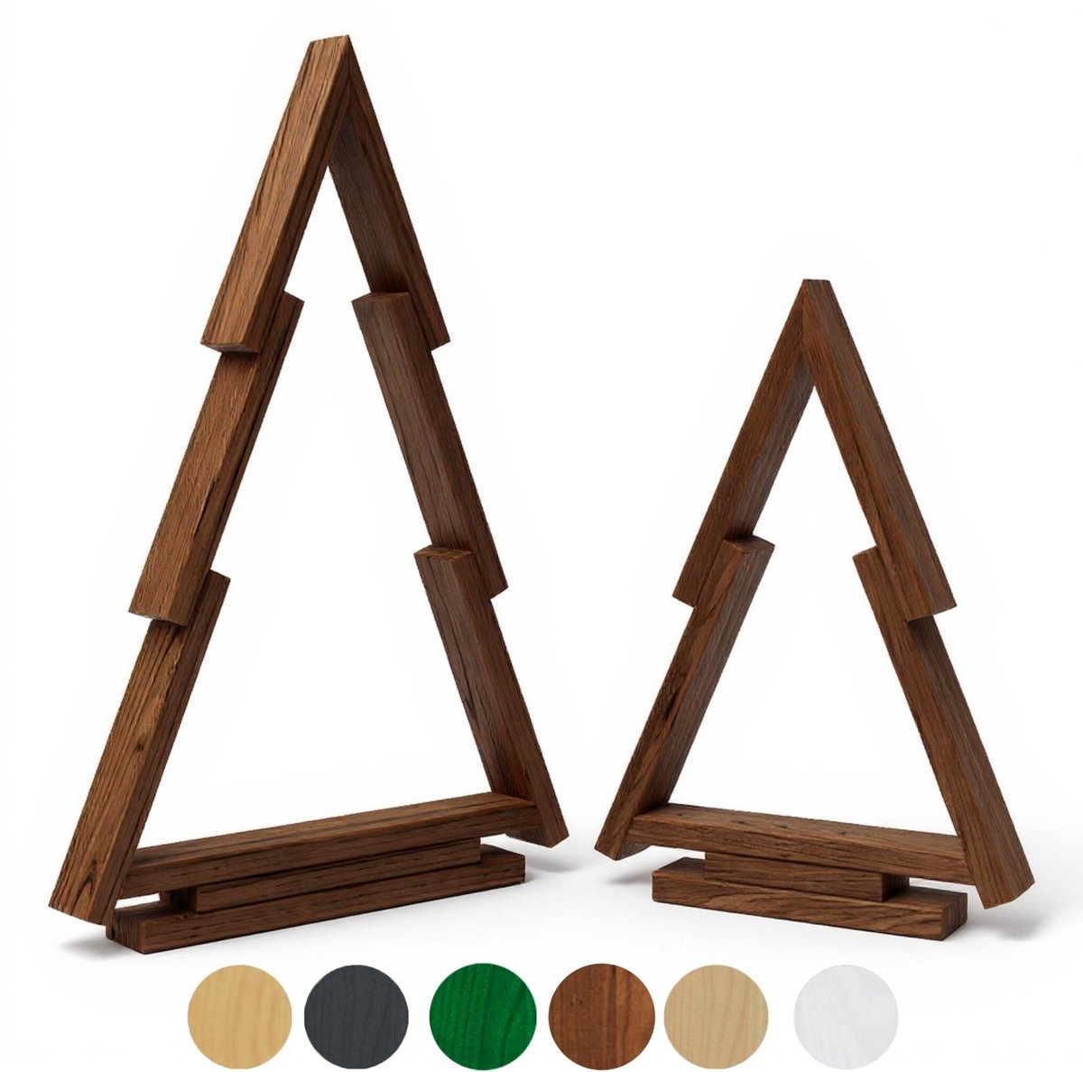 be4nature Houten Kerstboom Set 2 stuks (38 & 55 cm) - Donkerbruin, Elegante Kerstdecoratie