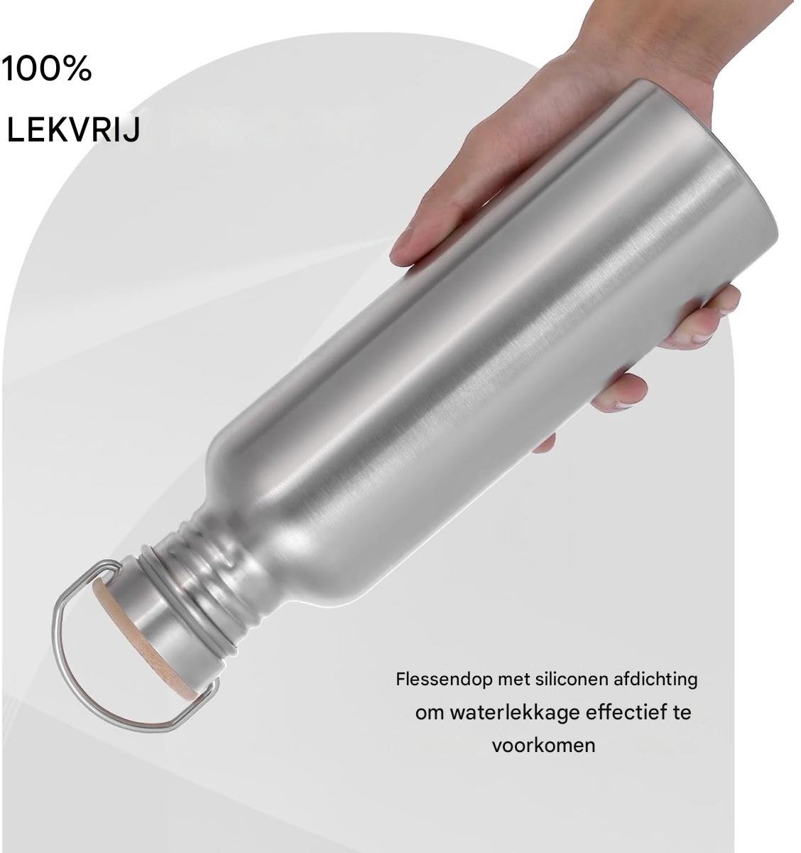 TOVBMUP RVS waterfles - 1 liter - Niet geïsoleerd - Enkelwandig - Lekvrij - Metalen waterfles - Drinkfles voor buiten - Ideaal voor op reis, sport en school thumbnail 6