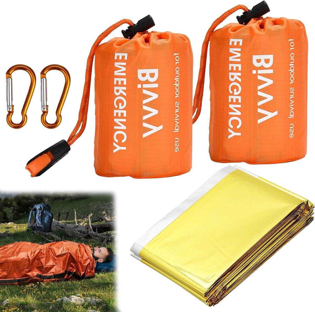 Noodgevallen overlevingsslaapzak - Bivakzak, deken en tent voor outdoor gebruik