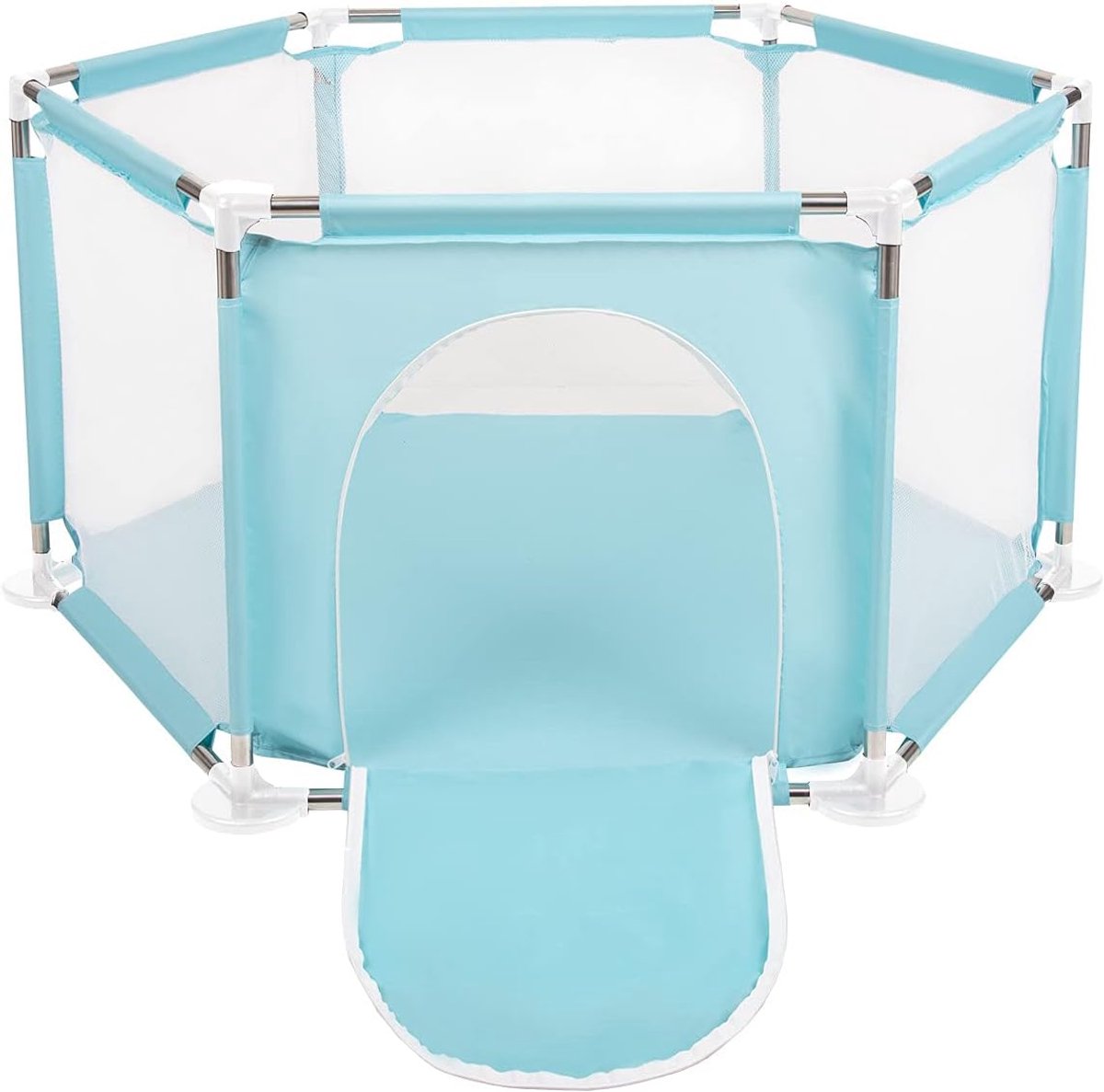 Grondbox zeshoekige voor Baby - Geen Ballen - Kinderbox - Speeltuin - Baby box inklapbaar voor kinder - Kruipbox - Speelbox playpen - Speelballen - Speelomgeving - lichtgroen