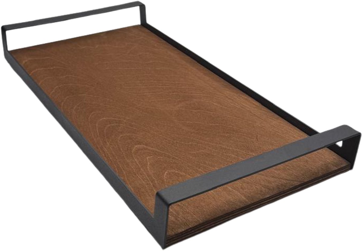 Industrial Living Dienblad Industrieel Rechthoek – Medium – Hout – Metaal - Zwart