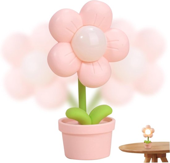 Nachtlampje - Slaapvriendje - Baby Nachtlampje - Sfeerlampje - Draagbare LED-Bureaulamp - Mini Nachtlampje Met Bloemen - Schattige Cartoon Nachtlamp - Bedlampje - Nachtlampje Kinderen - Dimbaar - Draadloos - Nachtlampje Baby