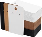 Oorbellen Display Kaarten (150 Pak) – L8,9 x B5 cm – Zwart, Wit & Bruin Hobby Papieren Kaarten Kraft – Blank DIY Kaart Houder voor Sieraden Ketting, Oorbellen & Oor Knopjes