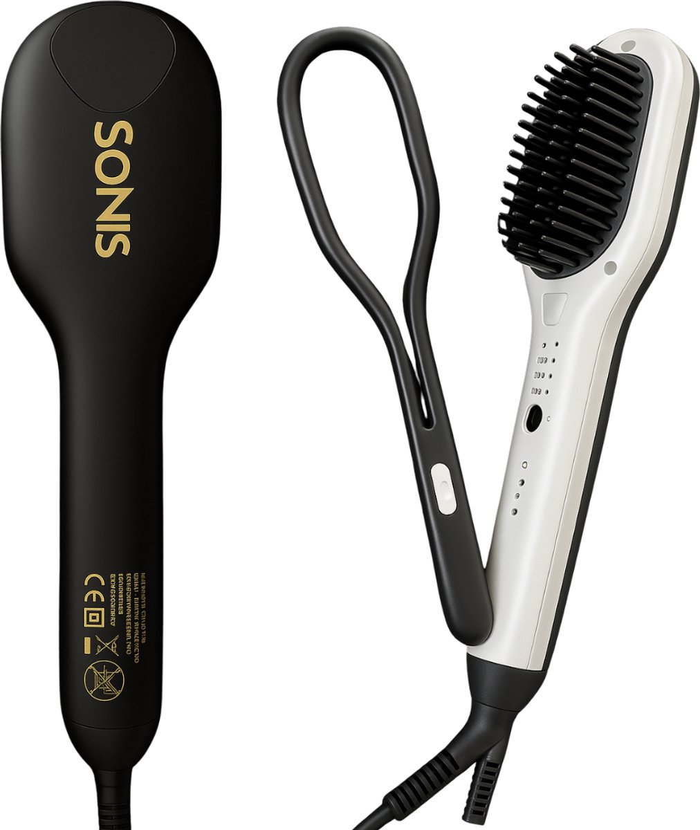 SoNis 2 in 1 keramische Stijltang Borstel - Haarstyler - Multifunctionele Stijltang - Stijlborstel met klem - Haarborstel - Tot 230°