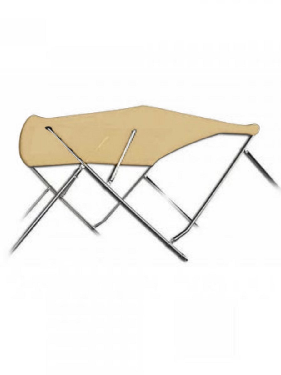 BREG Biminitop | RVS 3-boogs | Breedte 185 <> 198 cm - Hoogte 91 cm - Beige doek