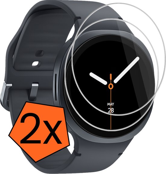 Screenprotector - 2 Stuks - Geschikt voor Samsung Galaxy Watch 8 (44 mm) - Sterk & Shockproof - Tempered Glass - Gehard Glas - Beschermglas Screen - Bescherm Protector - Cover voor Smartwatch