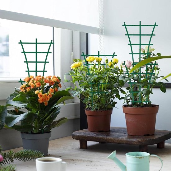 Lot De 6 Supports De Plantes Grimpantes En Plastique Vert - Treillis Pour Tomates, Concombres, Lierres, Fleurs En Pot