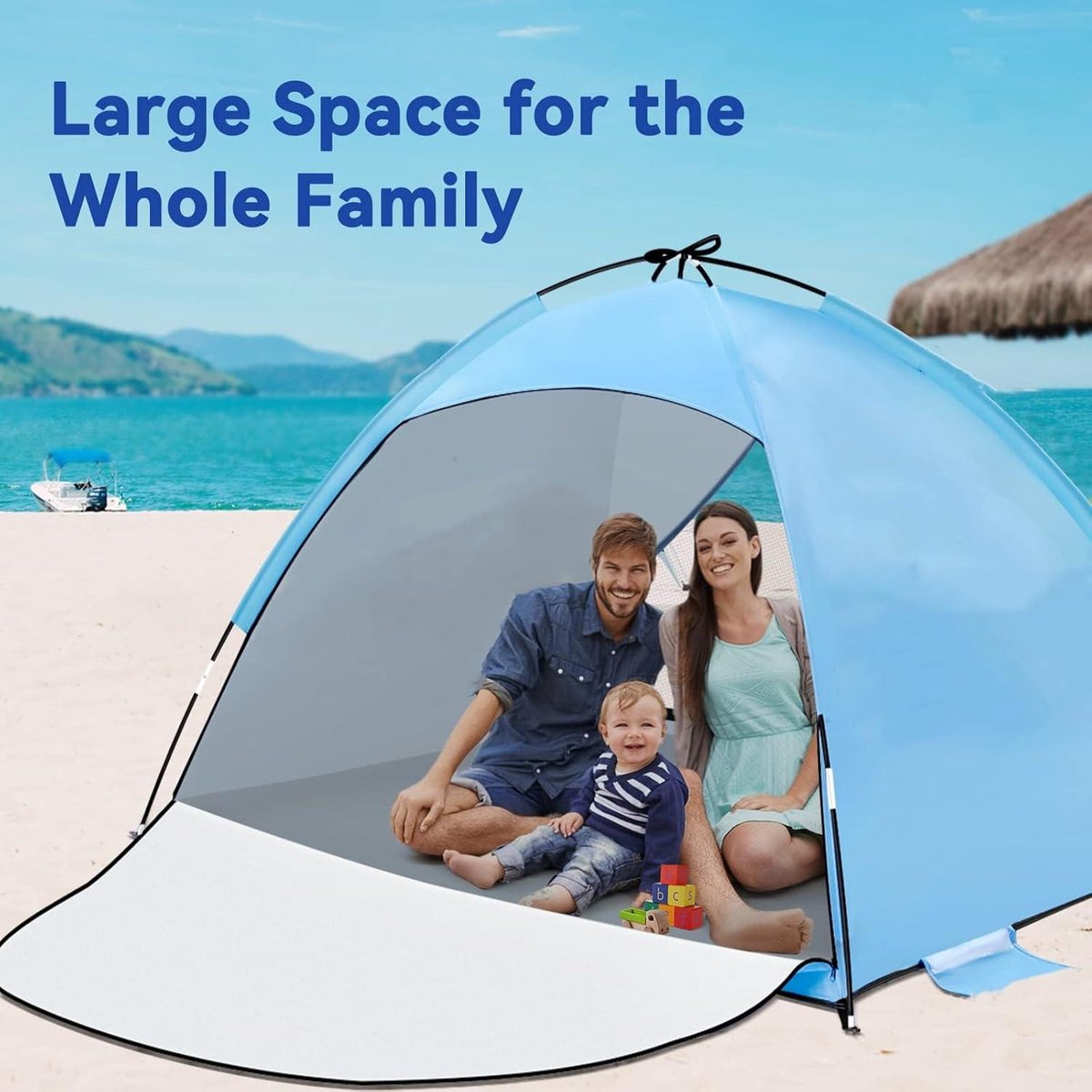 Lichtgewicht strandtent UPF 50+ UV-bescherming voor 2-3 personen - draagbaar en eenvoudig op te zetten