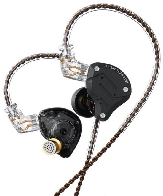 KZ ZS10 Pro - In-Ear Monitor - IEM - met HiFi Geluid - Dynamische Drivers - Metaal Design - Incl Kabel & Eartips - Zwart